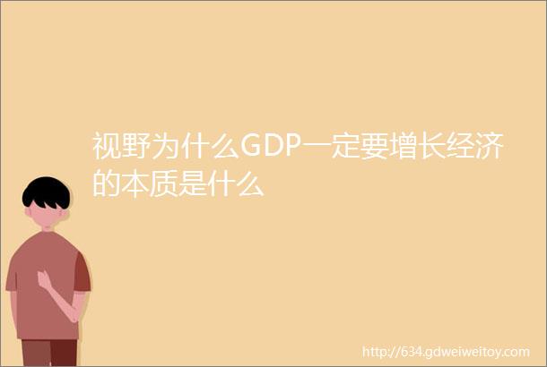 视野为什么GDP一定要增长经济的本质是什么